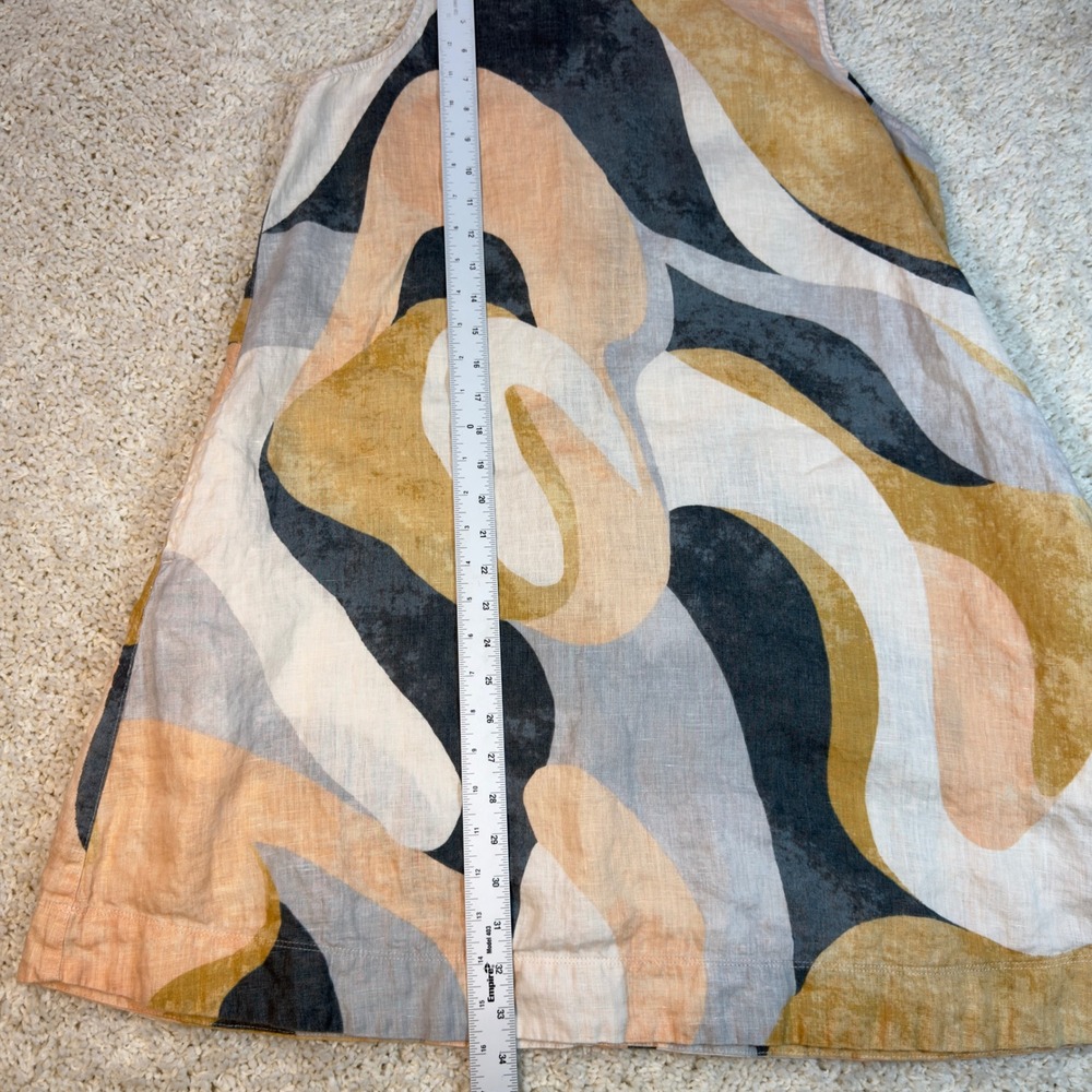 Rachel Zoe Linen Shift Dress Womens Large Multi Color Abstract Swirl Sleeveless - Picture 5 of 13